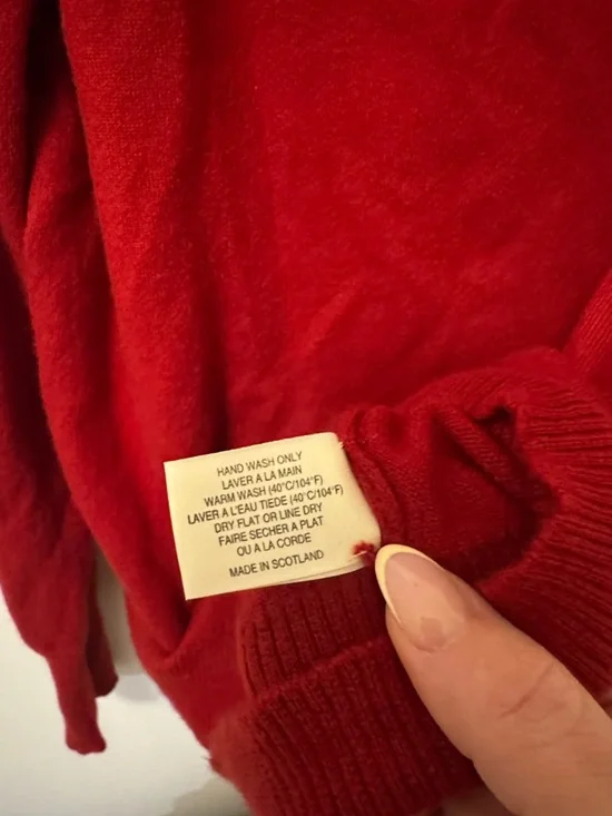 Vintage Kassatly Palm Beach Cashmere Long-Sleeve Polo Sweater Red XL - Picture 6 of 6